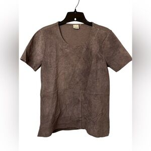 Ecru Brown Suede Short Sleeve Shirt